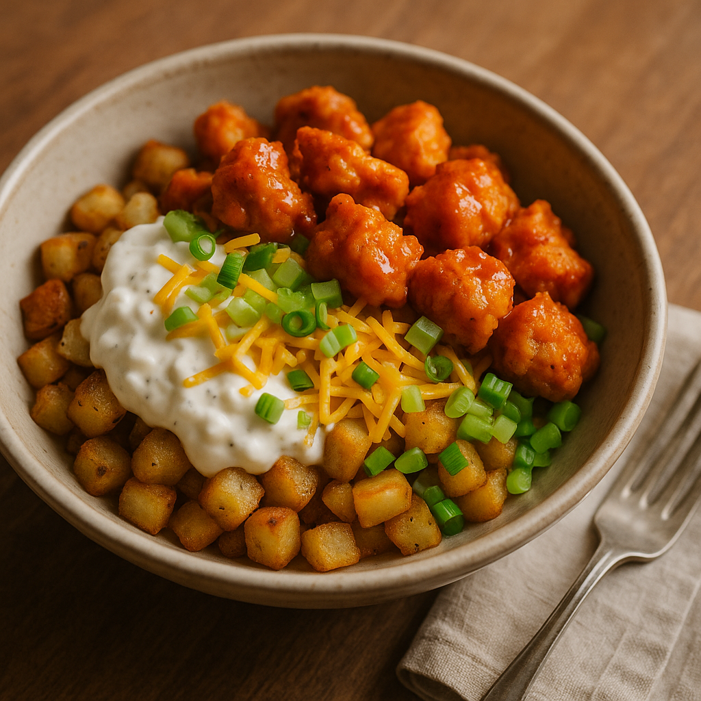 Crispy Buffalo Chicken Loaded Potato Bowl