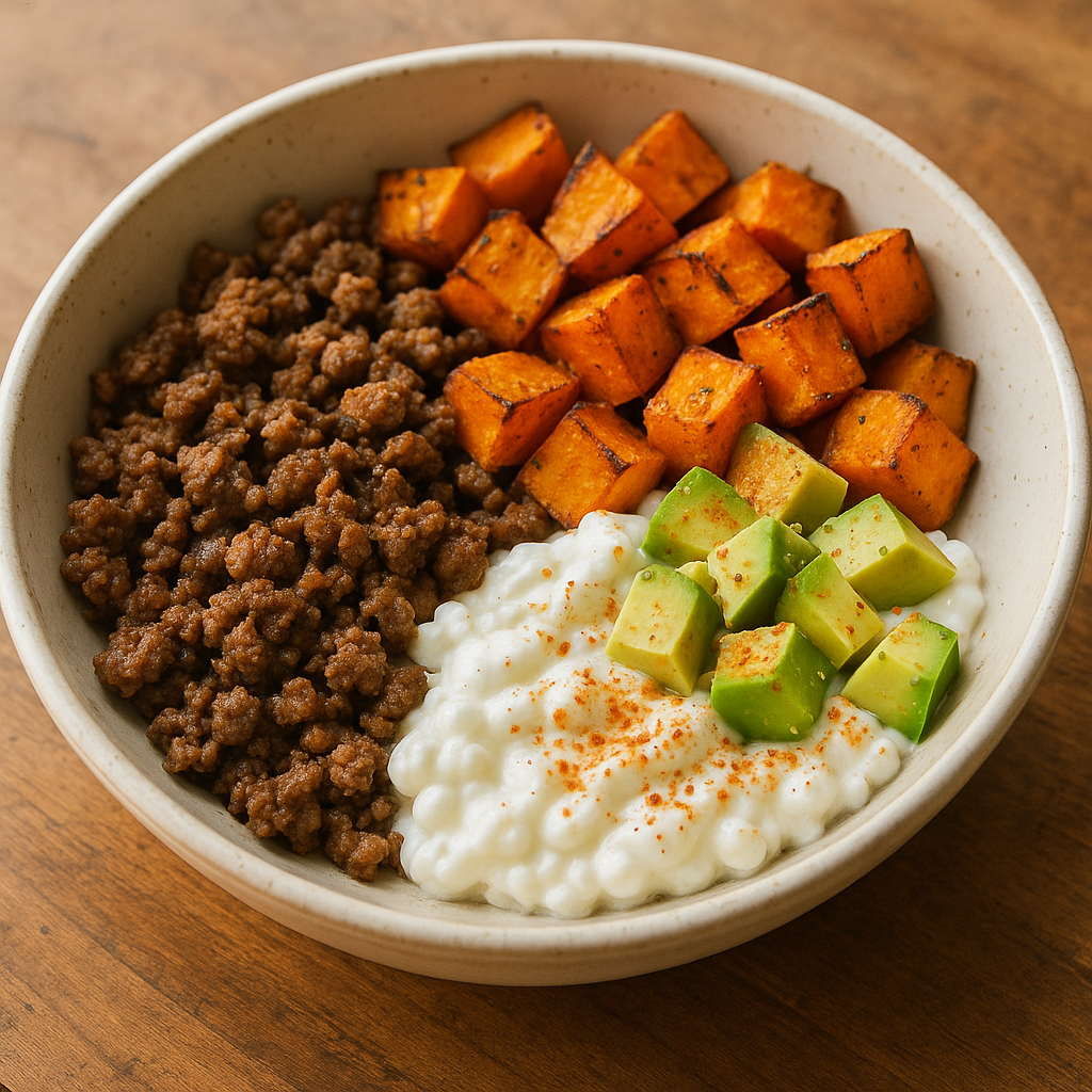 High-Protein Ground Beef Sweet Potato Bowl