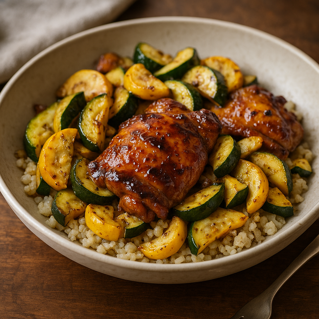 Honey Balsamic Chicken Thighs with Squash
