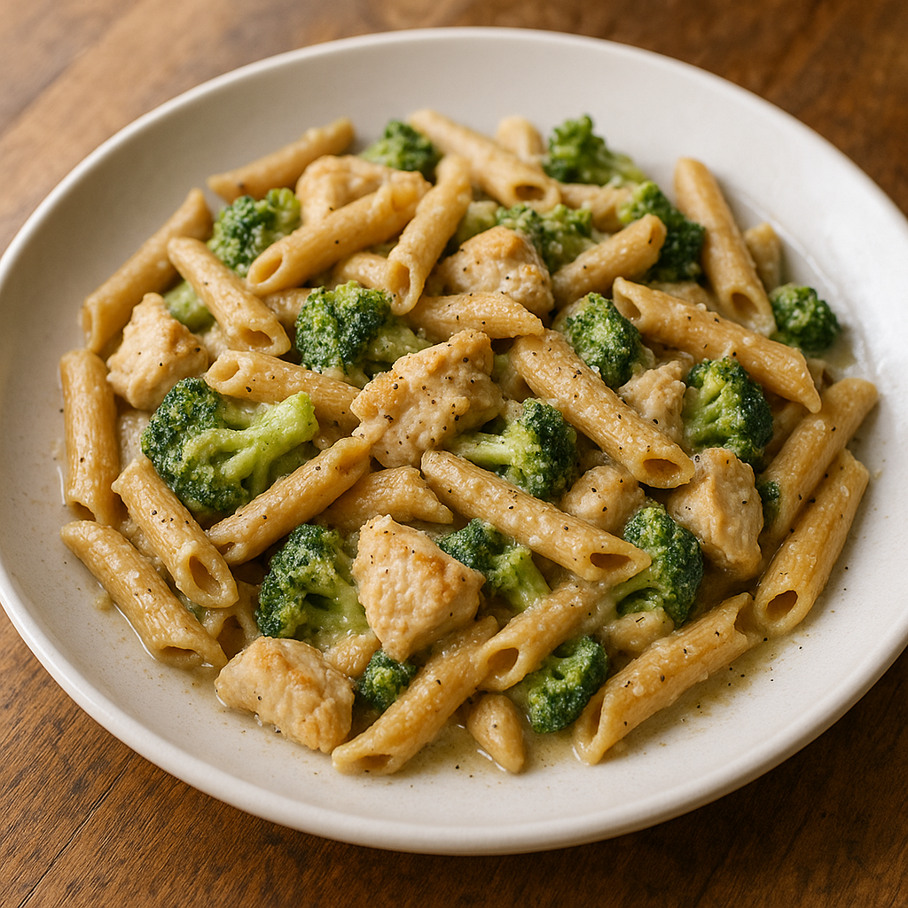 One-Pot Chicken Broccoli Alfredo Protein Penne