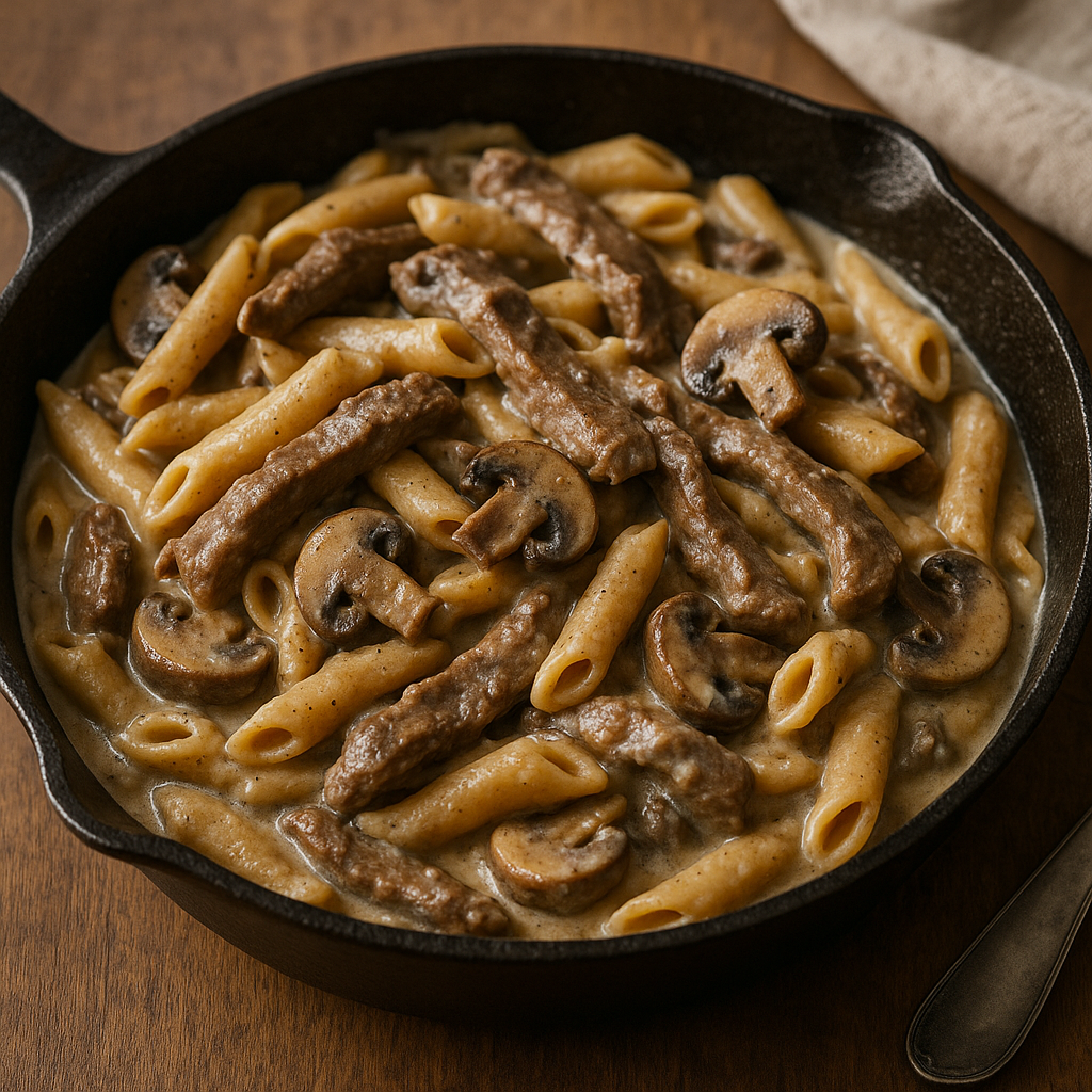 Skillet Beef Stroganoff Protein Pasta