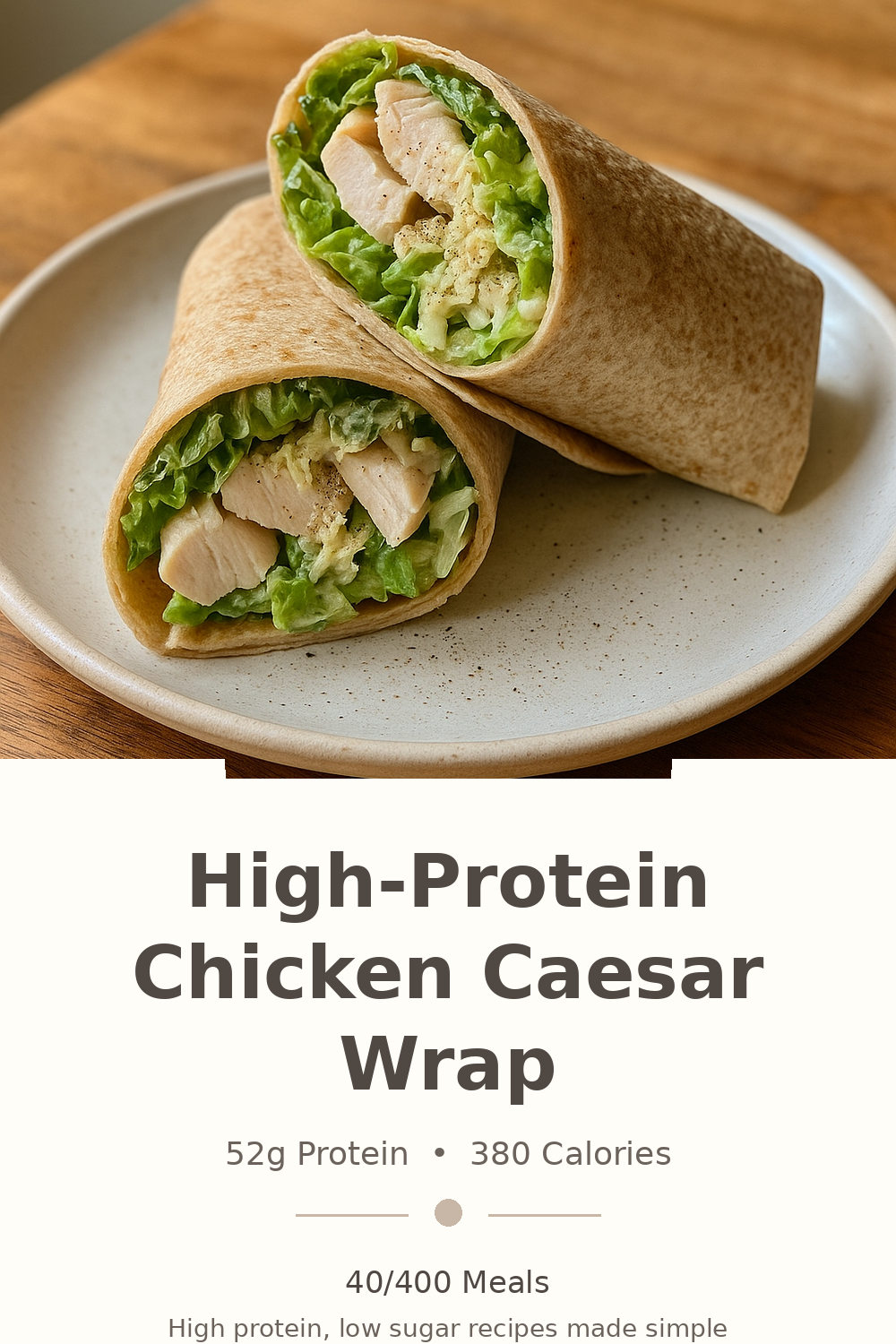 High-Protein Chicken Caesar Wrap 40/400 Meals pin